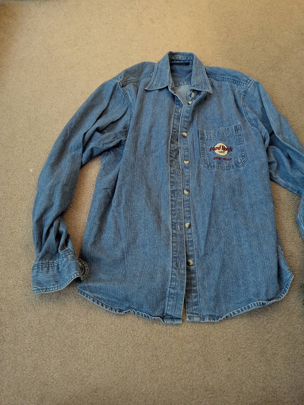 Hard Rock Cafe Blue Denim Jacket with Guitar Patch - Picture 2 of 8